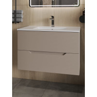 Подвесная тумба с раковиной Orange Line латте бежевый матовый Li-80Tul+RA