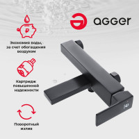 Грэйт смеситель для ванны/душа Agger черный A2810044