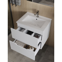 Подвесная тумба с раковиной Orange Line белая матовая Li-60Tuw+Ra