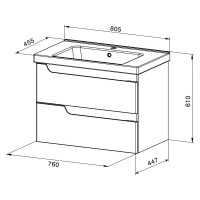 Подвесная тумба Orange TOPLINE Milano 80-02 с умывальником TP-MR80