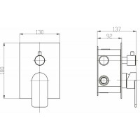 Встраиваемый смеситель для душа с переключателем BELBAGNO NOVA нержавеющая сталь NOV-SDMC-IN