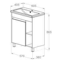 Напольная тумба Orange TOPLINE Line с раковиной, белая TLIB60