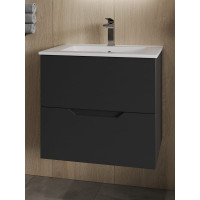 Подвесная тумба Orange Line 60 черная, с раковиной Li-60Tub+Ra