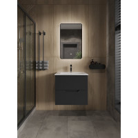 Подвесная тумба Orange Line 60 черная, с раковиной Li-60Tub+Ra