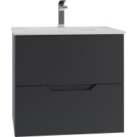 Подвесная тумба Orange Line 60 черная, с раковиной Li-60Tub+Ra