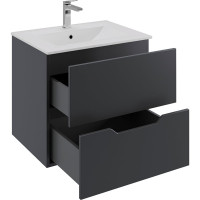 Подвесная тумба Orange Line 60 черная, с раковиной Li-60Tub+Ra