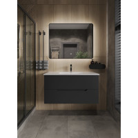 Подвесная тумба Orange Line 100 черная, с раковиной Li-100Tub+Ra