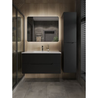 Подвесная тумба Orange Line 100 черная, с раковиной Li-100Tub+Ra