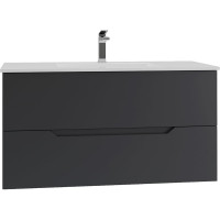 Подвесная тумба Orange Line 100 черная, с раковиной Li-100Tub+Ra