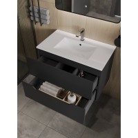 Подвесная тумба Orange Line 80 черная, с раковиной Li-80Tub+Ra