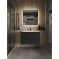 Подвесная тумба Orange Line 80 черная, с раковиной Li-80Tub+Ra