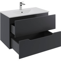 Подвесная тумба Orange Line 80 черная, с раковиной Li-80Tub+Ra