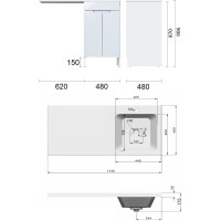 Напольная тумба ORANGE Optima с правой раковиной, под стиральную машину OPD-110TUW+RAR