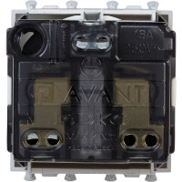 Модульная розетка DKC Avanti, 2P+E, с защитными шторками, закаленная сталь, 2 модуля 4404002