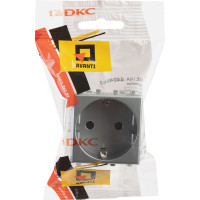 Модульная розетка DKC Avanti, 2P+E, с защитными шторками, закаленная сталь, 2 модуля 4404002