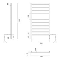Электрический полотенцесушитель Domoterm Куба хром, П10 500x1000 EK R