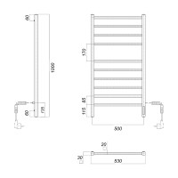 Электрический полотенцесушитель Domoterm Квадро П10 500x1000 EK R, xром