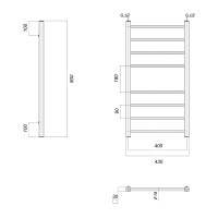 Водяной полотенцесушитель Domoterm Куба П8 400x800, xром