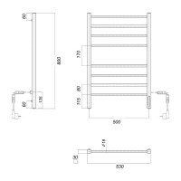 Электрический полотенцесушитель Domoterm Куба хром, П8 500x800 EK R