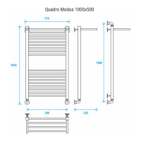 Полотенцесушитель ENERGY Quadro Modus 1000x500 УТ-УТ-00970