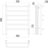 Полотенцесушитель Terminus Евромикс квадро quick touch П6 500x650 4670078531230