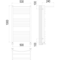 Полотенцесушитель водяной Енисей с полкой П13 500x1000 Terminus 4670078529572