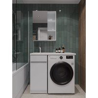 Напольная тумба с левой раковиной под стиральную машину ORANGE OPTIMA c корзиной OPK-40TUW+RAL