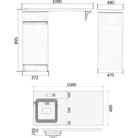 Напольная тумба с левой раковиной под стиральную машину ORANGE OPTIMA c корзиной OPK-40TUW+RAL