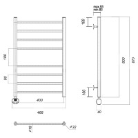 Электрический полотенцесушитель Domoterm Медея П8 400x800 EL