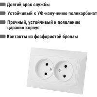 Двойная розетка с защитной шторкой, белая 2П 10А 250В TDM ELECTRIC Лама SQ1815-0012