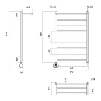 Электрический полотенцесушитель Domoterm Медея сп П8 500x800 EL