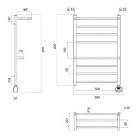 Электрический полотенцесушитель Domoterm Медея сп2 П8 500x800 ER