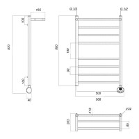 Электрический полотенцесушитель Domoterm Медея сп П8 500x800 ER
