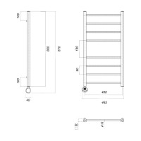 Электрический полотенцесушитель Domoterm Куба П8 400х800 EL