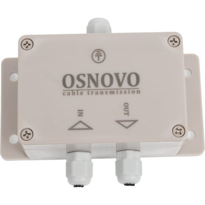 Уличное устройство грозозащиты для локальной вычислительной сети OSNOVO SP-IP/1000PW(ver2) (скорость до 1000 Мб/с) с защитой линий PoE (af/at, методы A + B, контакты 1/2, 3/6, 4/5, 7/8) sct1147