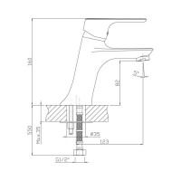 Смеситель для умывальника Zollen Zeven 2 шпильки, картридж 35 мм ZE53610922 444210