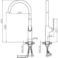 Однозахватный смеситель для кухни Agger Beauty с высоким поворотным С-образным изливом A2600100