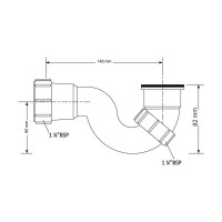 Колено McAlpine пластик, (круглое) ф1 1/4-ф32, h=82мм MRB6-32