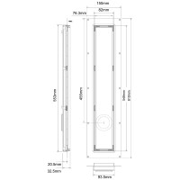 Решетка для трапа McAlpine 54,5x8,8см хром, под плитку, с основанием и ножками слив. отв. 5,2см CD600-P-NT