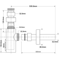 Сифон McAlpine металлический, без выпуска, ф32 Античная бронза MINI CA32MINI-AB