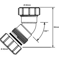 Отвод McAlpine на 135 градусов, компрессионный, Ду=40мм х Ду=40мм., белый 40B-WH