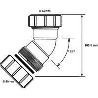 Отвод McAlpine на 135 градусов, компрессионный Ду=50мм х Ду=50мм, белый 50B-WH