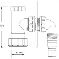 Сифон в стену для стиральной машины McAlpine Ду=40мм., белый HC14WM40