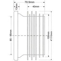 Фановая труба McAlpine прямая, 70 мм., вход 85-95 мм., выход манжета Дн 110мм MRWC1-A