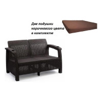 Диван WORKY ротанг, 2-х местный, 127x70x79 см, мокко, с коричневыми подушками ARD257825