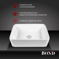 Раковина BOND керамическая накладная прямоугольная 48х37х13см белая S54-480