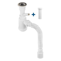 Сифон для кухонной мойки MasterProf 1.1/2"х40, для раковины на кухню, с гибким соединением 40х40/50 ИС.110684