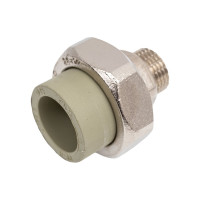 Муфта комбинированная разъемная TEBO PPR, 25x1/2 НР, серый 016020917