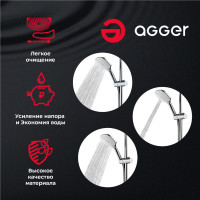 Мэрин Ручной душ Agger 120x120 мм с силиконовыми форсунками и кнопочным переключателем, AHS05