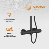 Душевая система Orange c термостатом в комплекте, черного цвета T02S3-912b